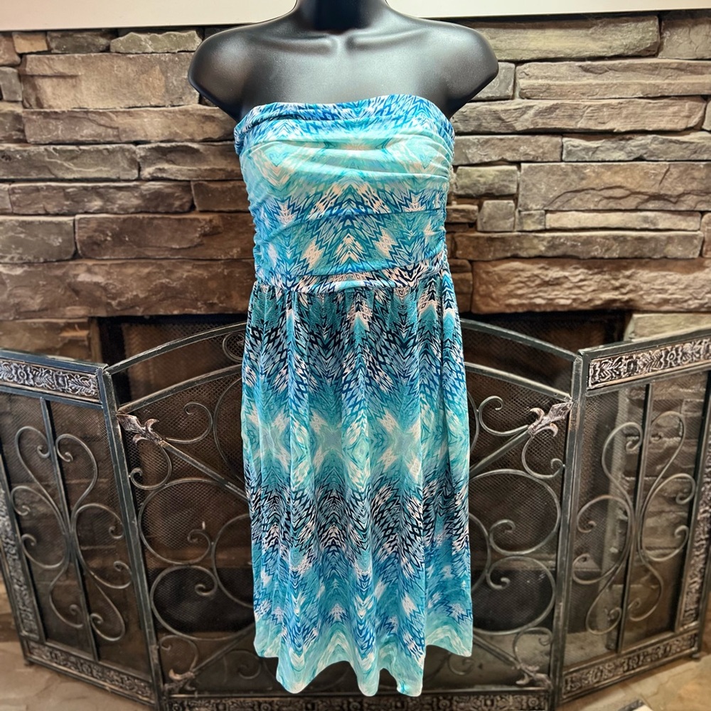 Strapless blue dress small